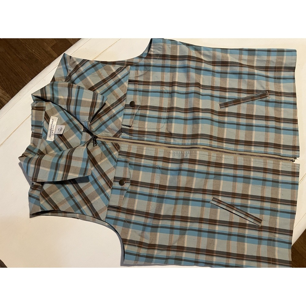 Christopher & Banks Petite Md Cottage Core Plaid Vest Full Zip ‎ Layering Vest
